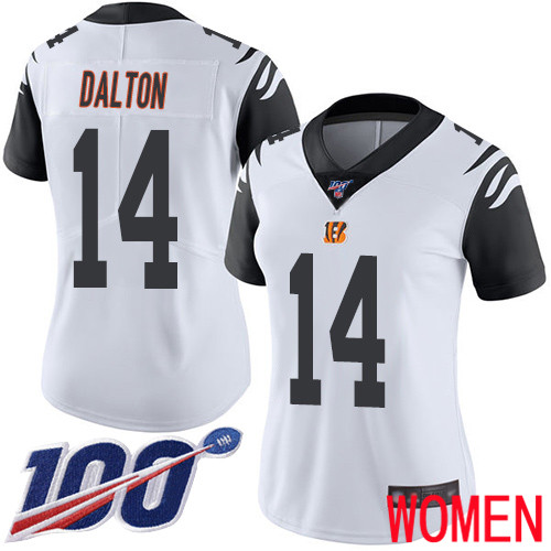 Cincinnati Bengals Limited White Women Andy Dalton Jersey NFL Footballl #14 100th Season Rush Vapor Untouchable